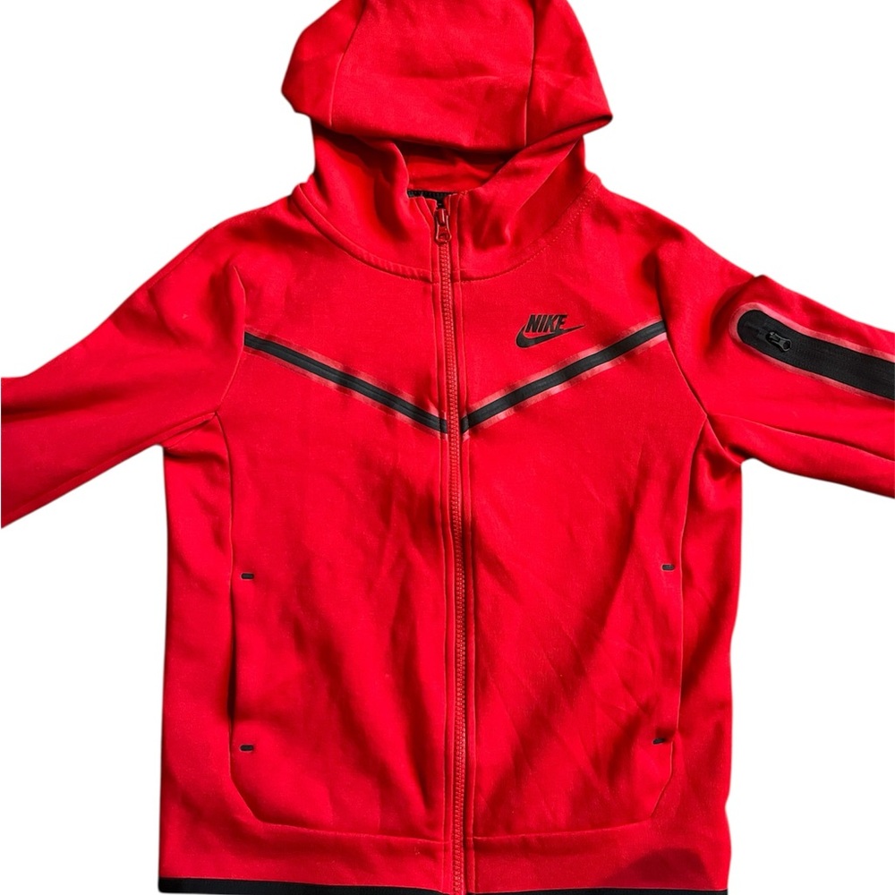 Nike Tech Fleece Red + Black Hoodie Sweatshirt